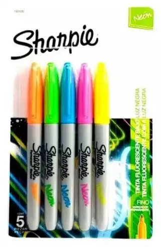 MARCADOR SHARPIE NEON FINO X 5