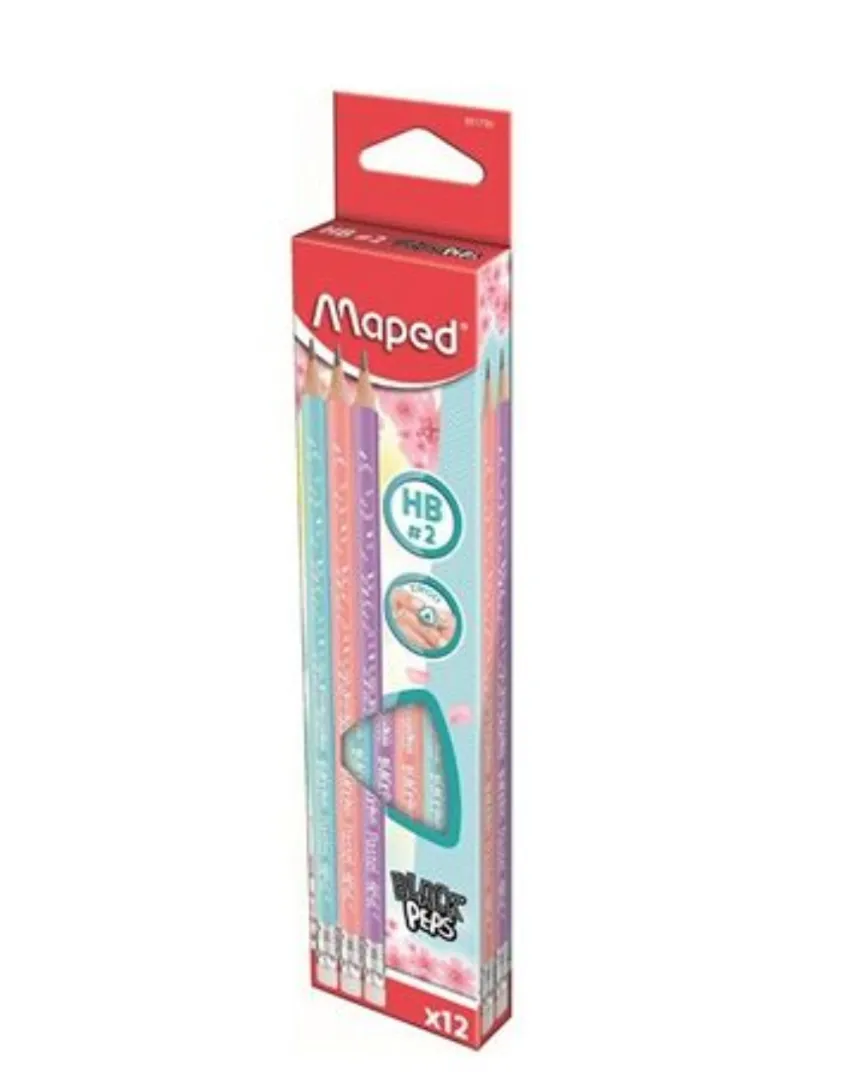 LAPIZ DE GRAFITO MAPED HB C/GOMA CUERPO PASTEL X12