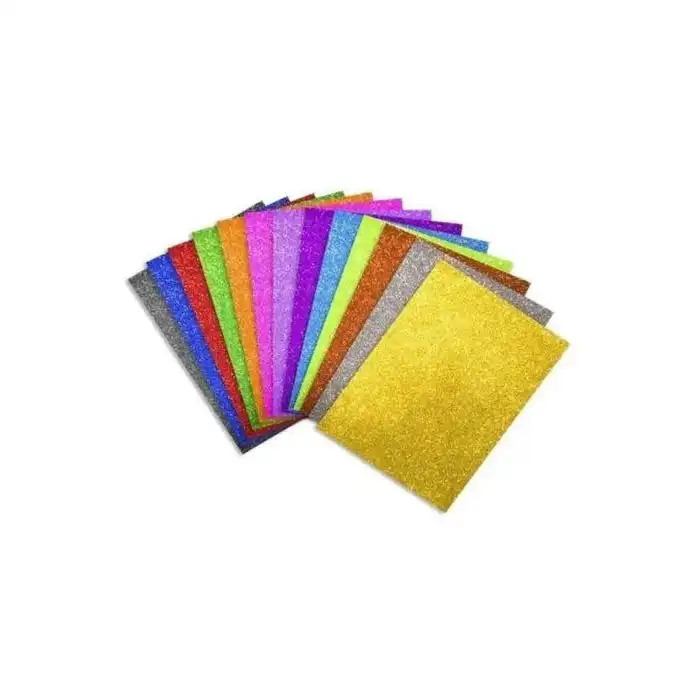 GOMA EVA GLITTER  A4 X 10 autoadhesiva