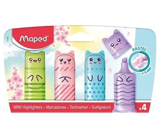 RESALTADOR MAPED FLUO PASTEL PEPS MINI BL X4