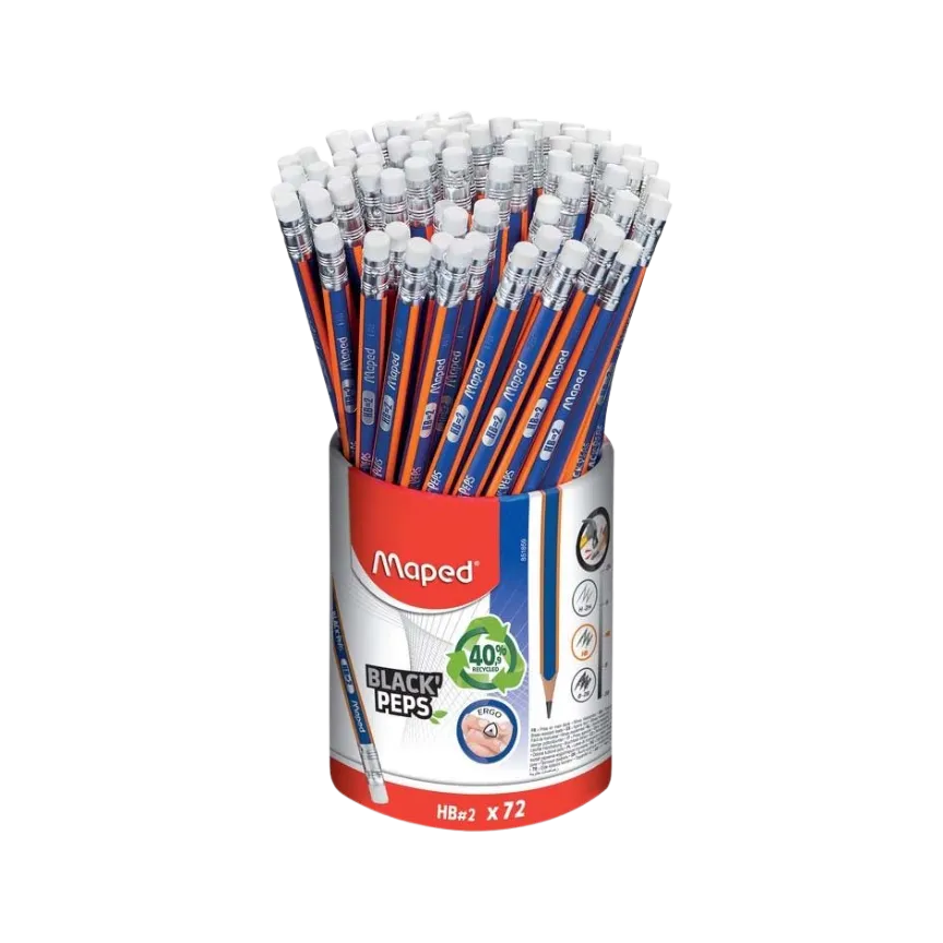 LAPIZ MAPED BLACK PEPS C/GOMA X 72