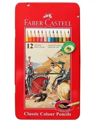 LAPIZ COLOR FABER X 12 (LATA LINEA ROJA)