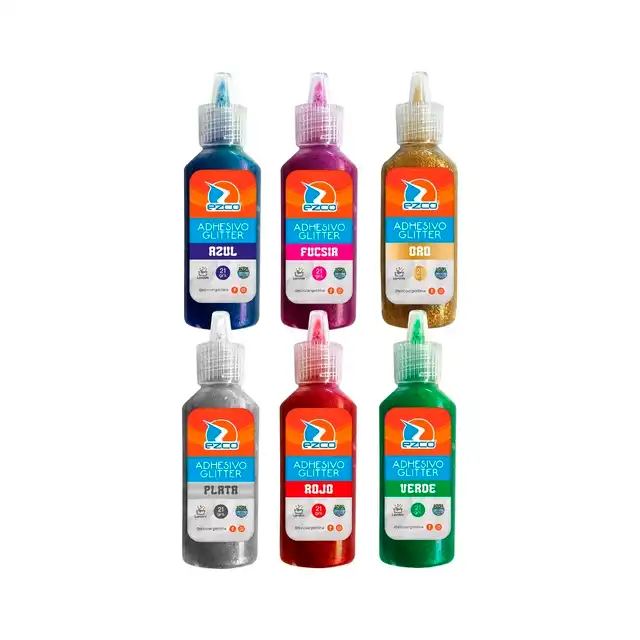 ADHESIVO GLITTER EZCO 21 GRS X 12 COLORES SURTIDO