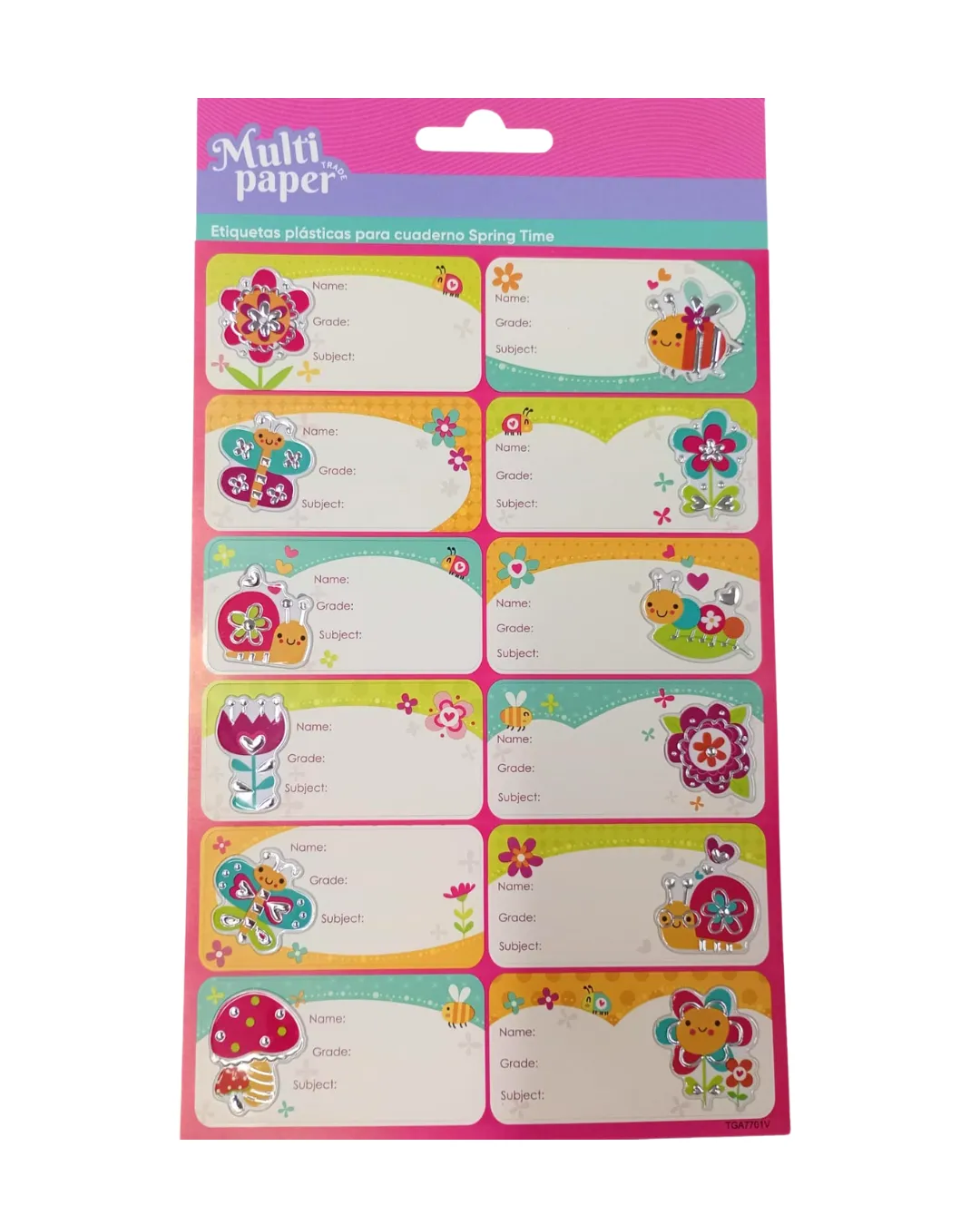 ETIQUETAS PLASTICAS PARA CUADERNO SPRING TIME