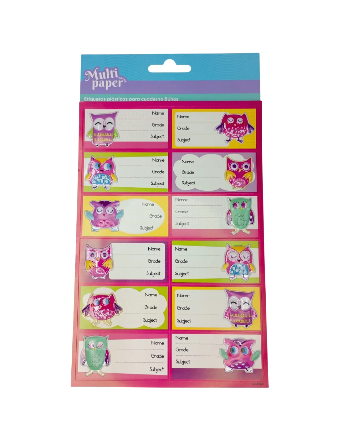 ETIQUETAS PLASTICAS PARA CUADERNO BUHOS