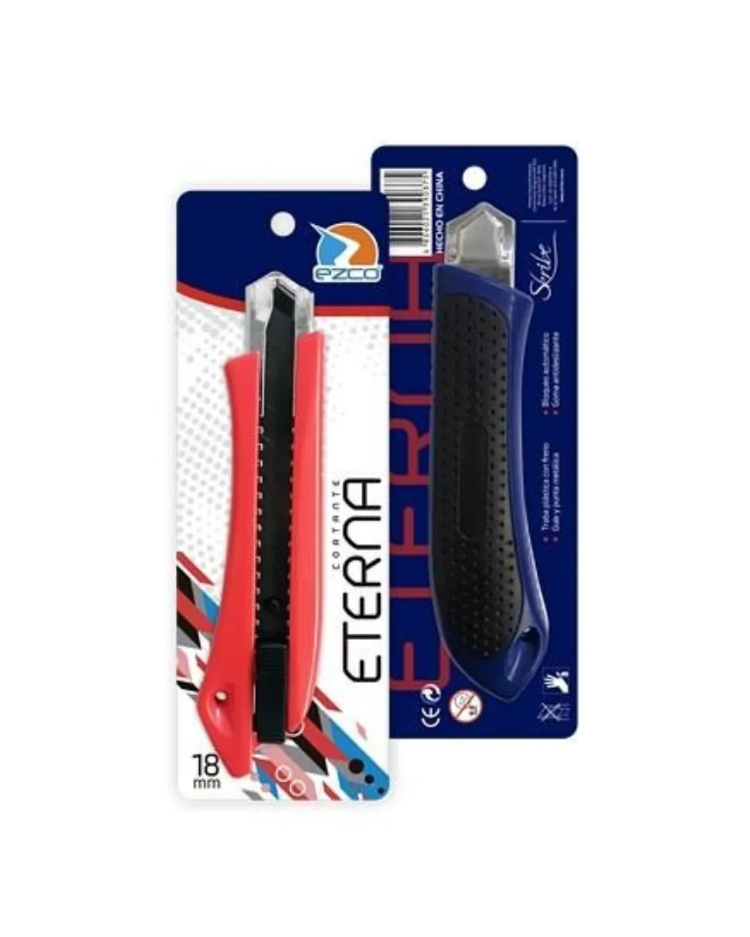 CUTTER PLASTICO EZCO ETERNA C/GUIA METAL Y GRIP 18MM