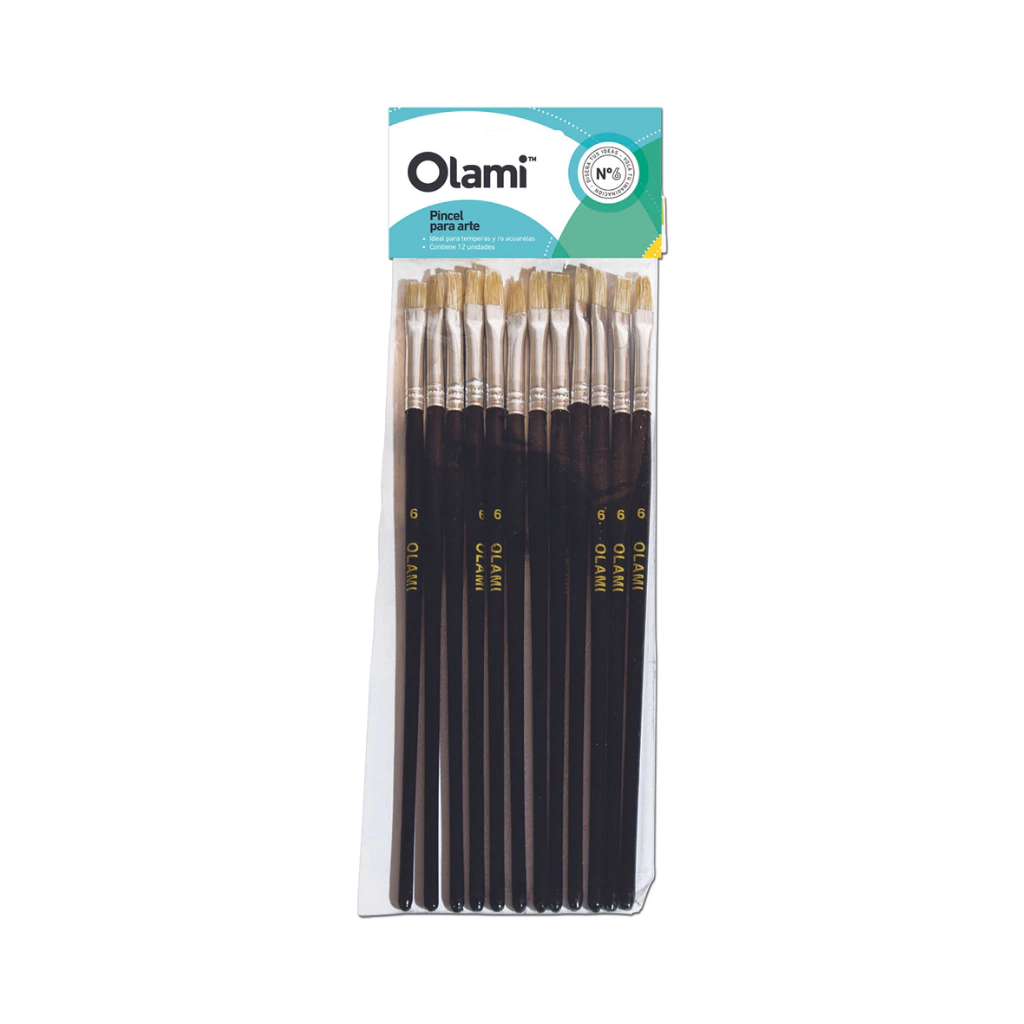 PINCEL PELO DE CERDA CHATO OLAMI 104 N4 BL X12