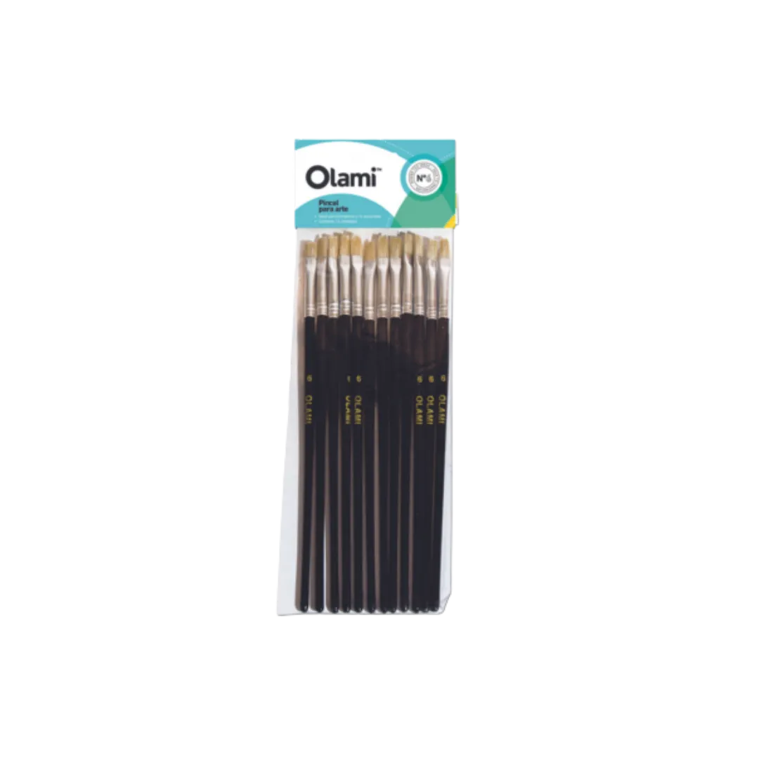 PINCEL PELO DE CERDA CHATO OLAMI 112 N12 BL X12