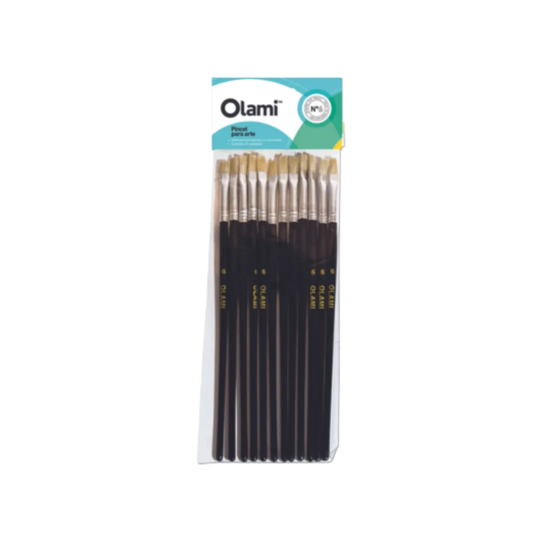 PINCEL PELO DE CERDA CHATO OLAMI 114 N14 BL X12