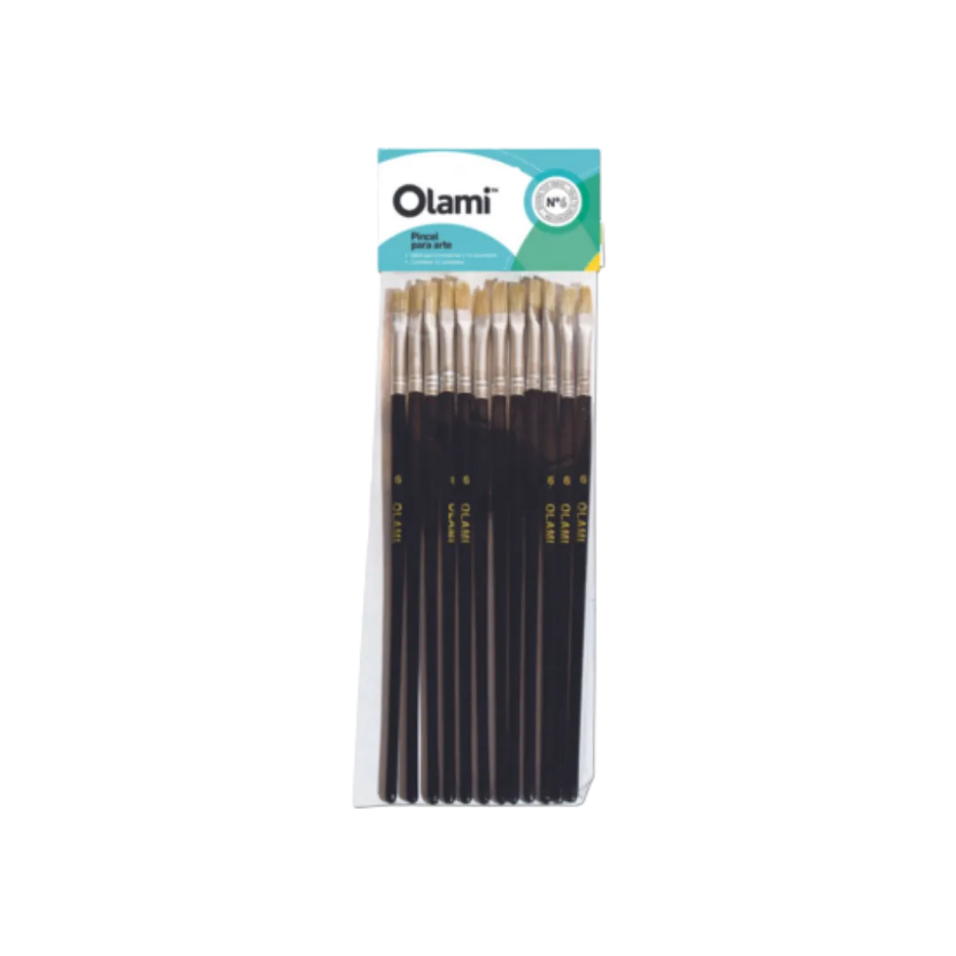 PINCEL PELO DE CERDA CHATO OLAMI 116 N16 BL X12