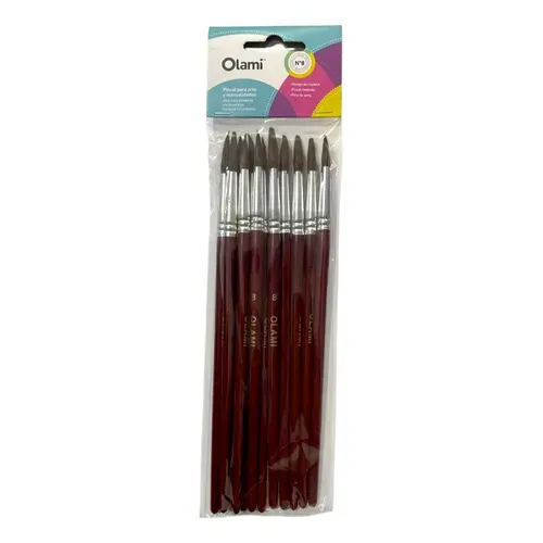 PINCEL PELO DE PONY REDONDO OLAMI 208 N8 BL X12