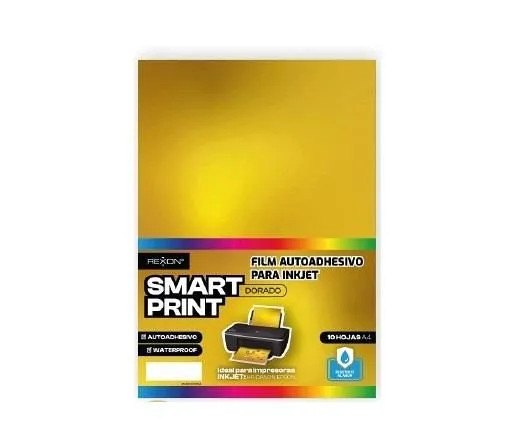 PAPEL REXON FILM AUTOADHESIVO A4 X10H DORADO