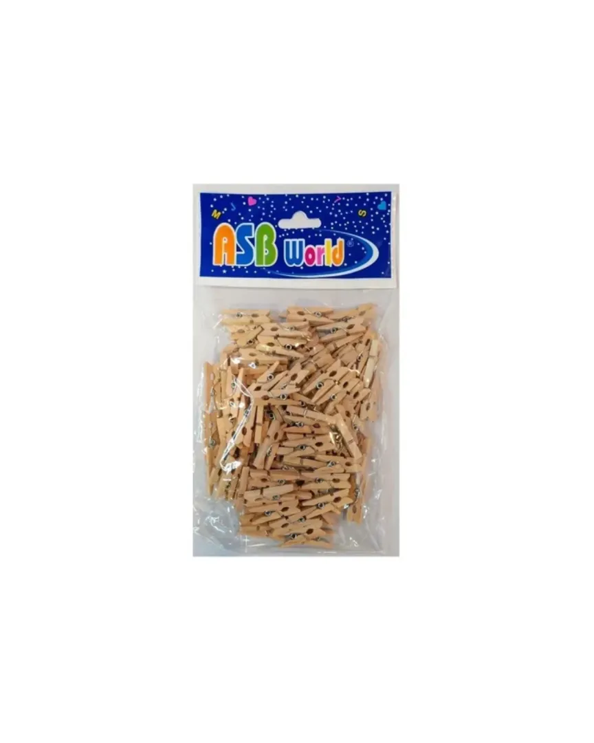 BROCHES DE MADERA 25 MM NATURAL X 100