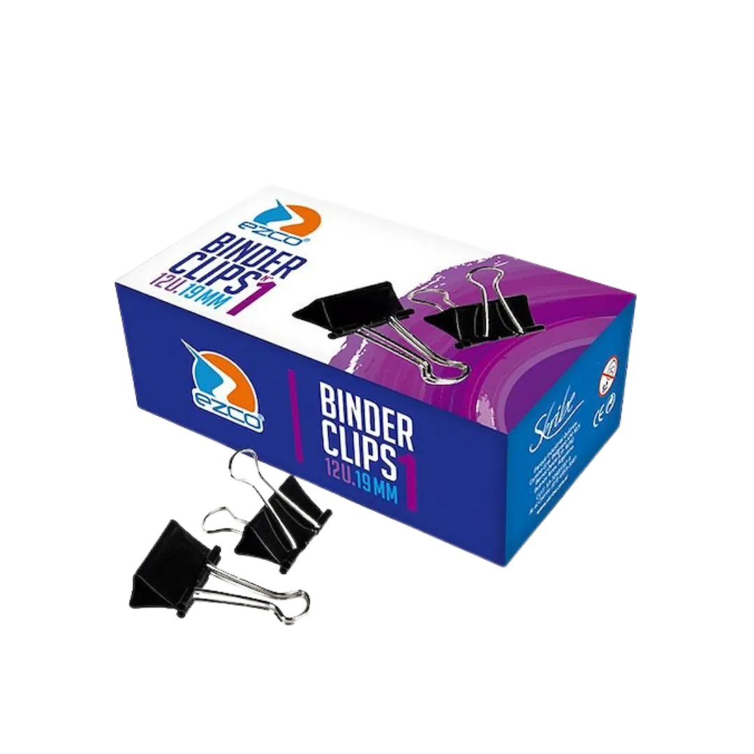 BINDER CLIP EZCO N1 (19MM) NEGRO CJ X12
