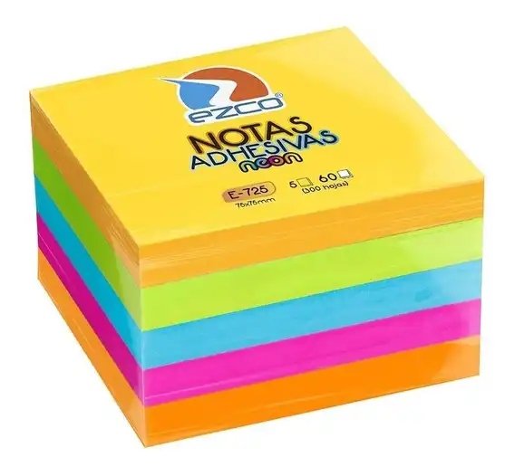 NOTAS ADHESIVAS MULTICOLOR EZCO 75X75 NEON