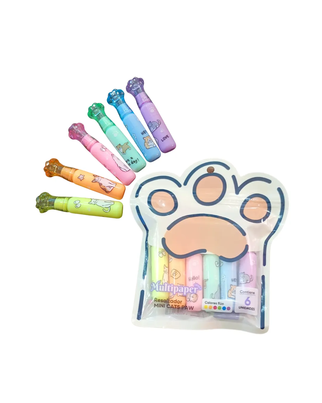RESALTADOR MINI CUTE CAT FLUO X6
