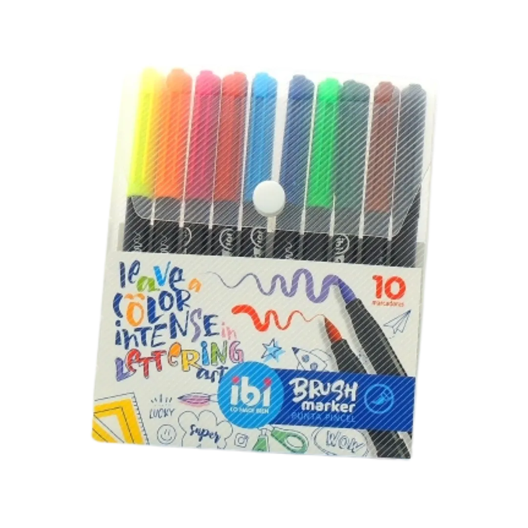 MARCADOR PUNTA PINCEL ESTUCHE x 10 COLORES 570812