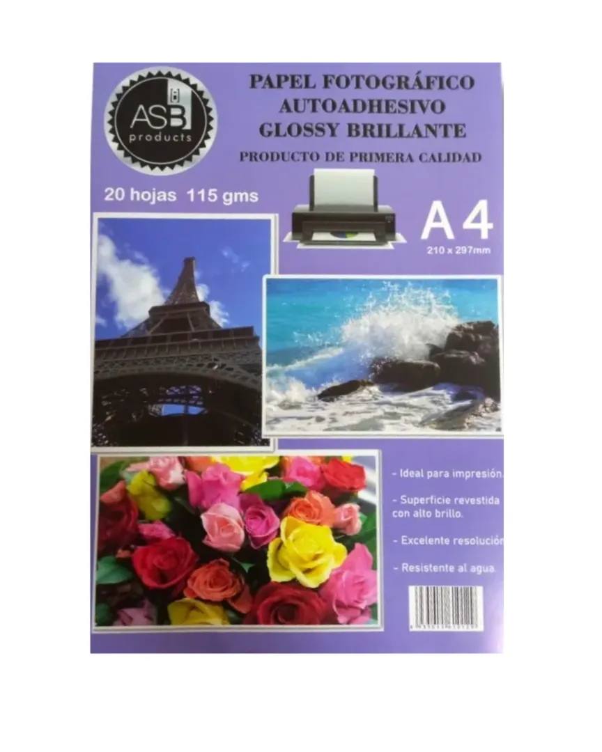 PAPEL FOTOGRAFICO ASB ADHESIVO 115G A4 20H