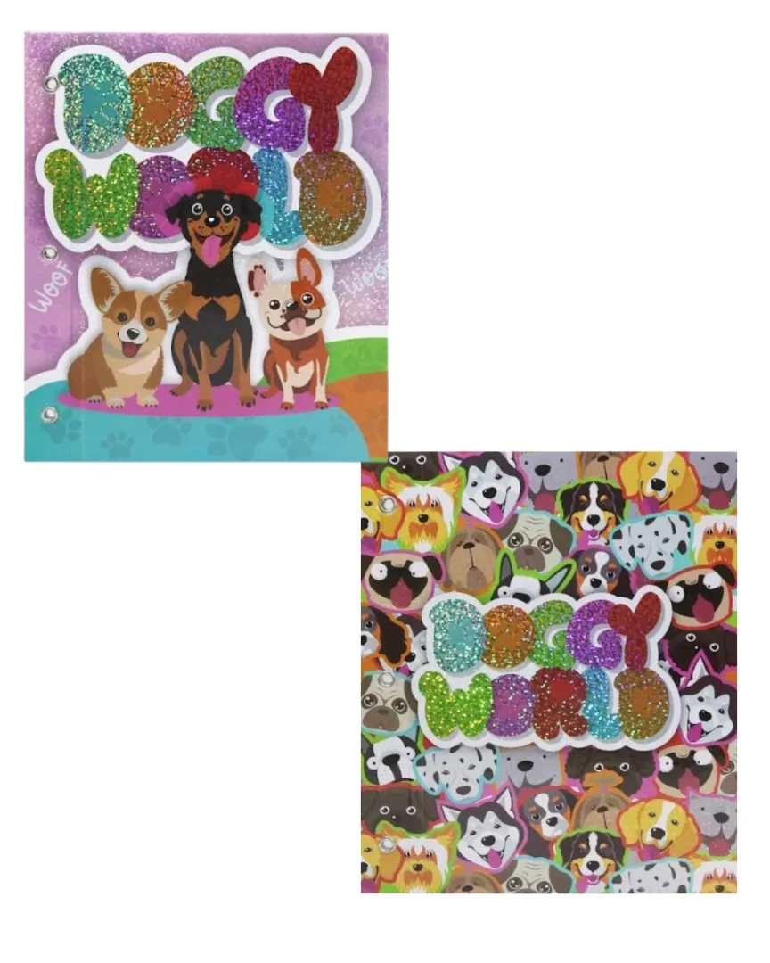 CARPETA 2 TAPAS N3 REXON HOLO GLITTER DOGGY WORLD