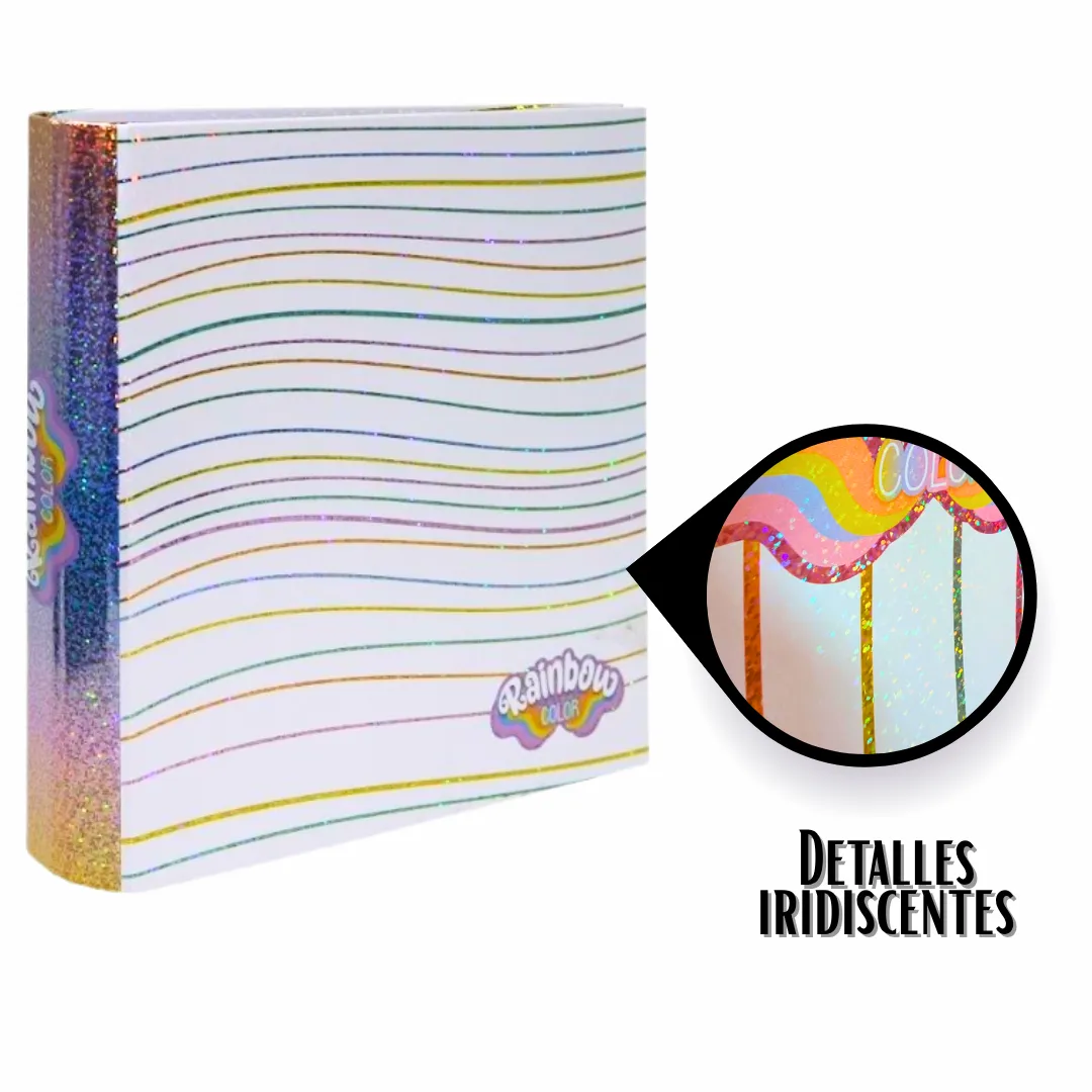 CARPETA ESCOLAR 3X40 REXON HOLO GLITTER RAINBOW COLOR