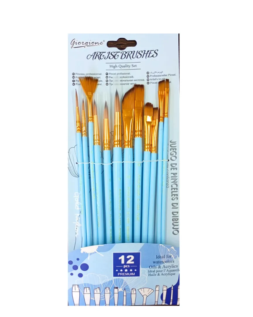 PINCEL SET X 12 GIORGIONE G-1200F CELESTE