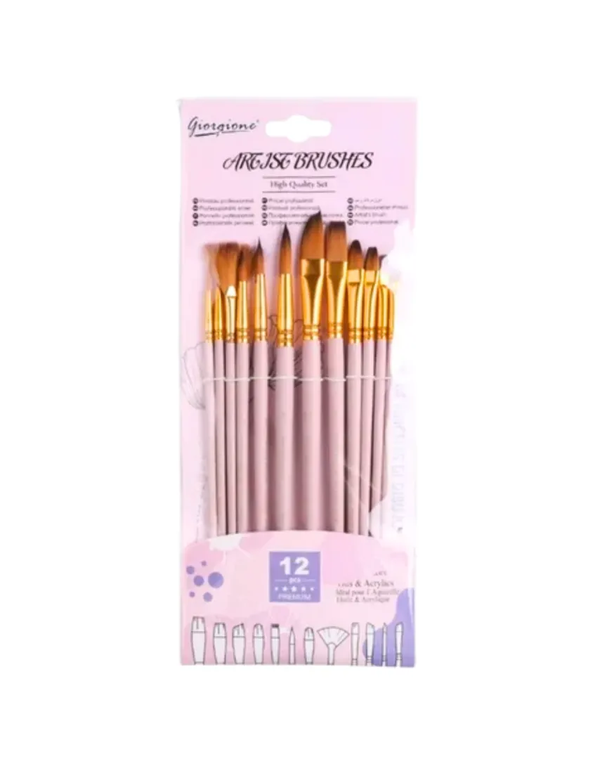 PINCEL SET X 12 GIORGIONE G-1200F ROSA