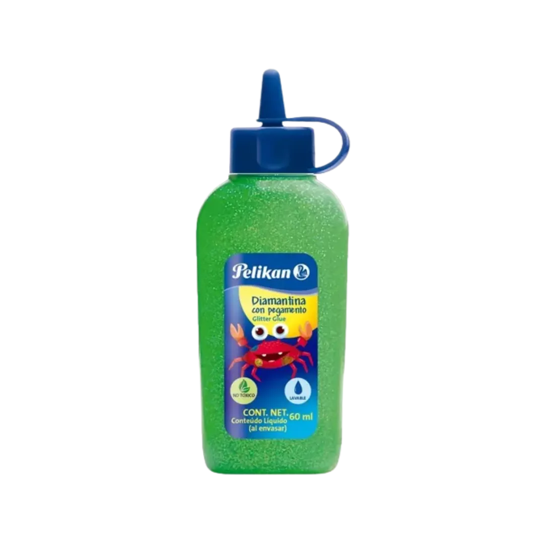 ADHESIVO GLITTER VERDE MANZ PELIKAN 60 ML