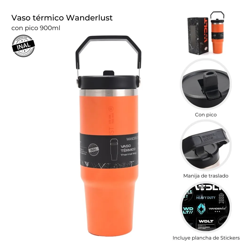 VASO TERMICO 900 ML NARANJA