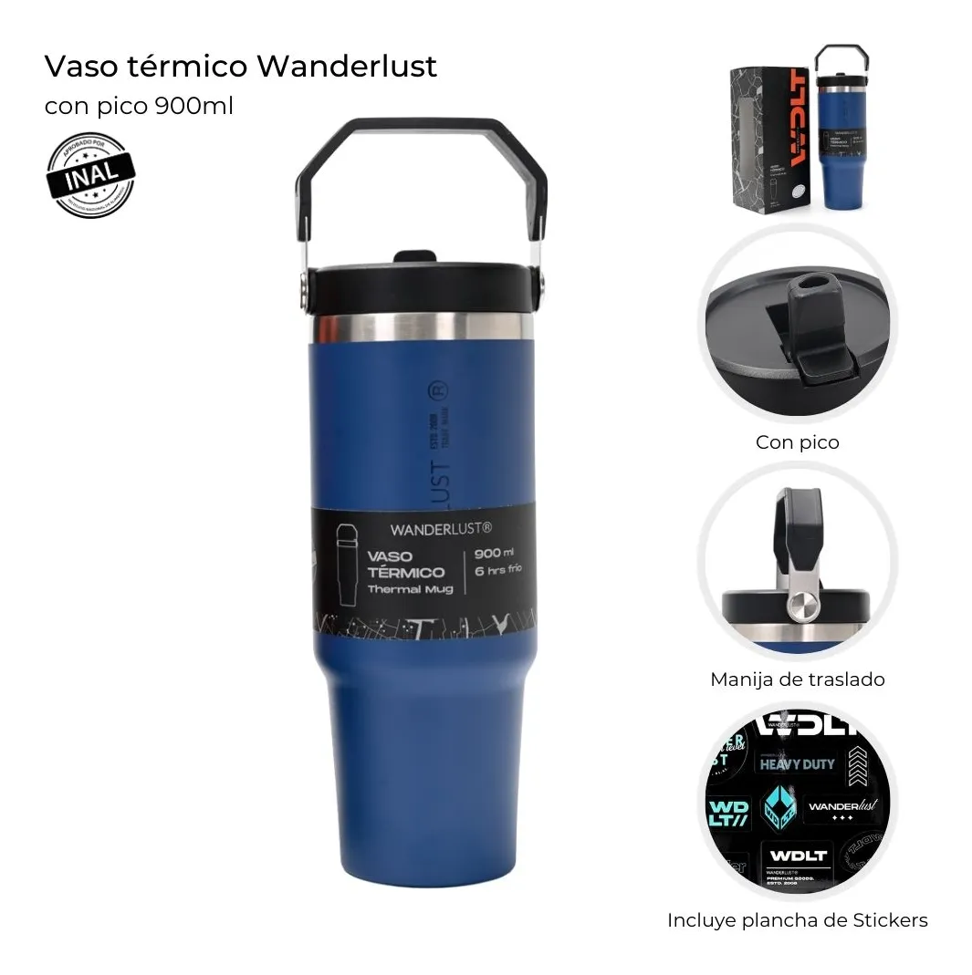 VASO TERMICO WANDERLUST 900 ML AZUL