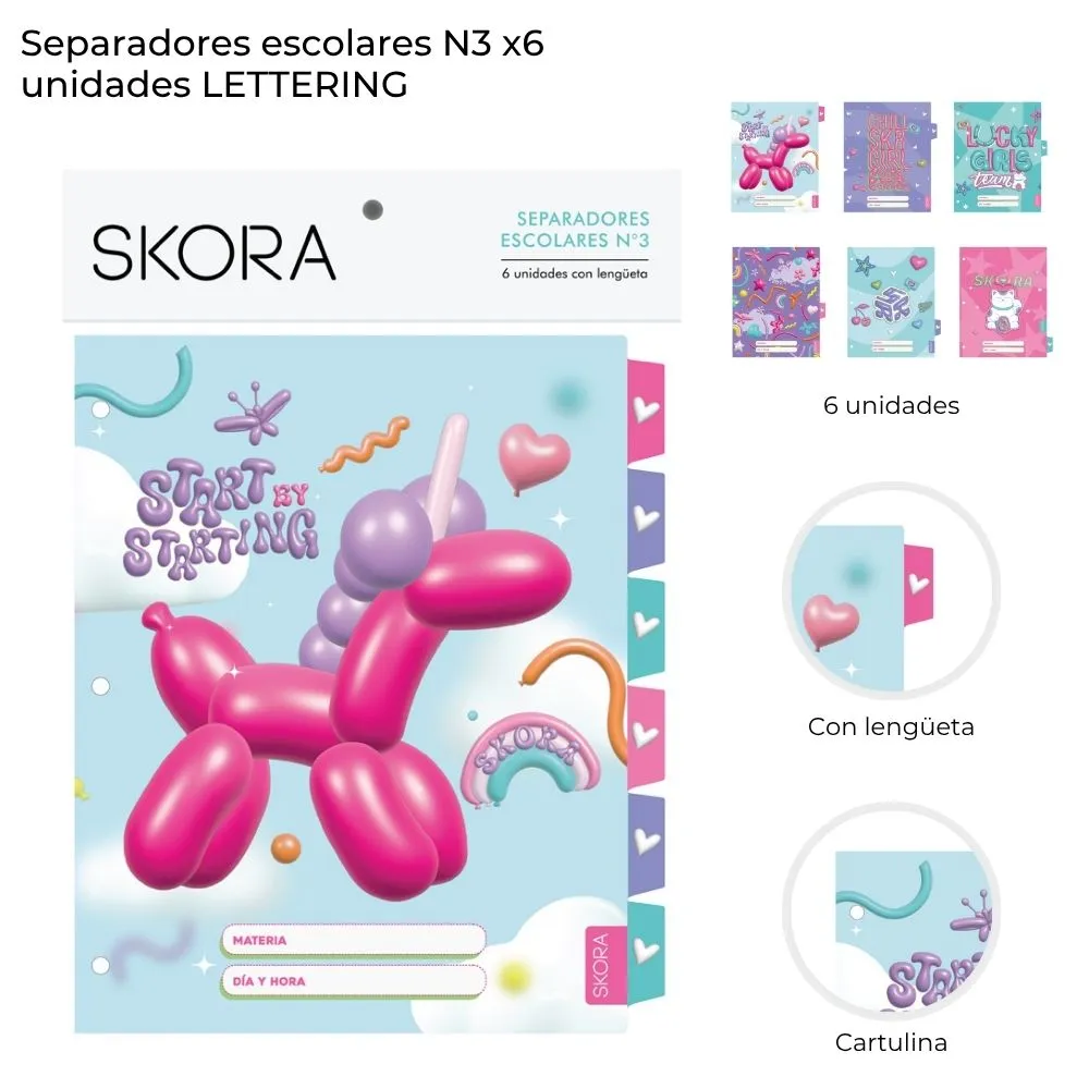 SEPARADOR ESCOLAR N3 LETTERING