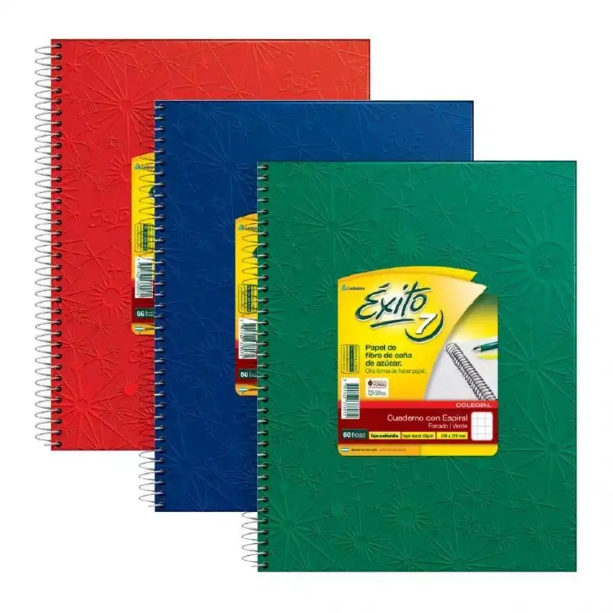 CUADERNO EXITO FORRADO E7 C/ESPIRAL x 60 HJS