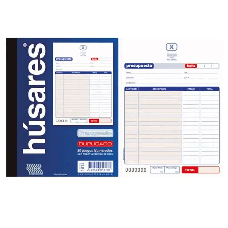 TALONARIO HUSARES 1817 PRES DUP CH