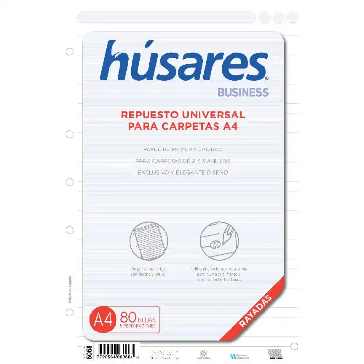 REPUESTO HUSARES A4 X 80 HOJAS