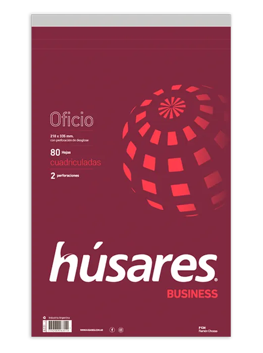 BLOCK PEGADO HUSARES BUSINESS OFICIO 80H CUADRICULADO
