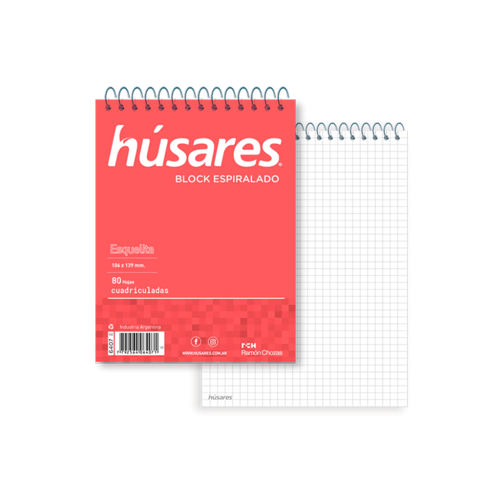 BLOCK  A5 HUSARES C/ESPIRAL X80H. CUADRO
