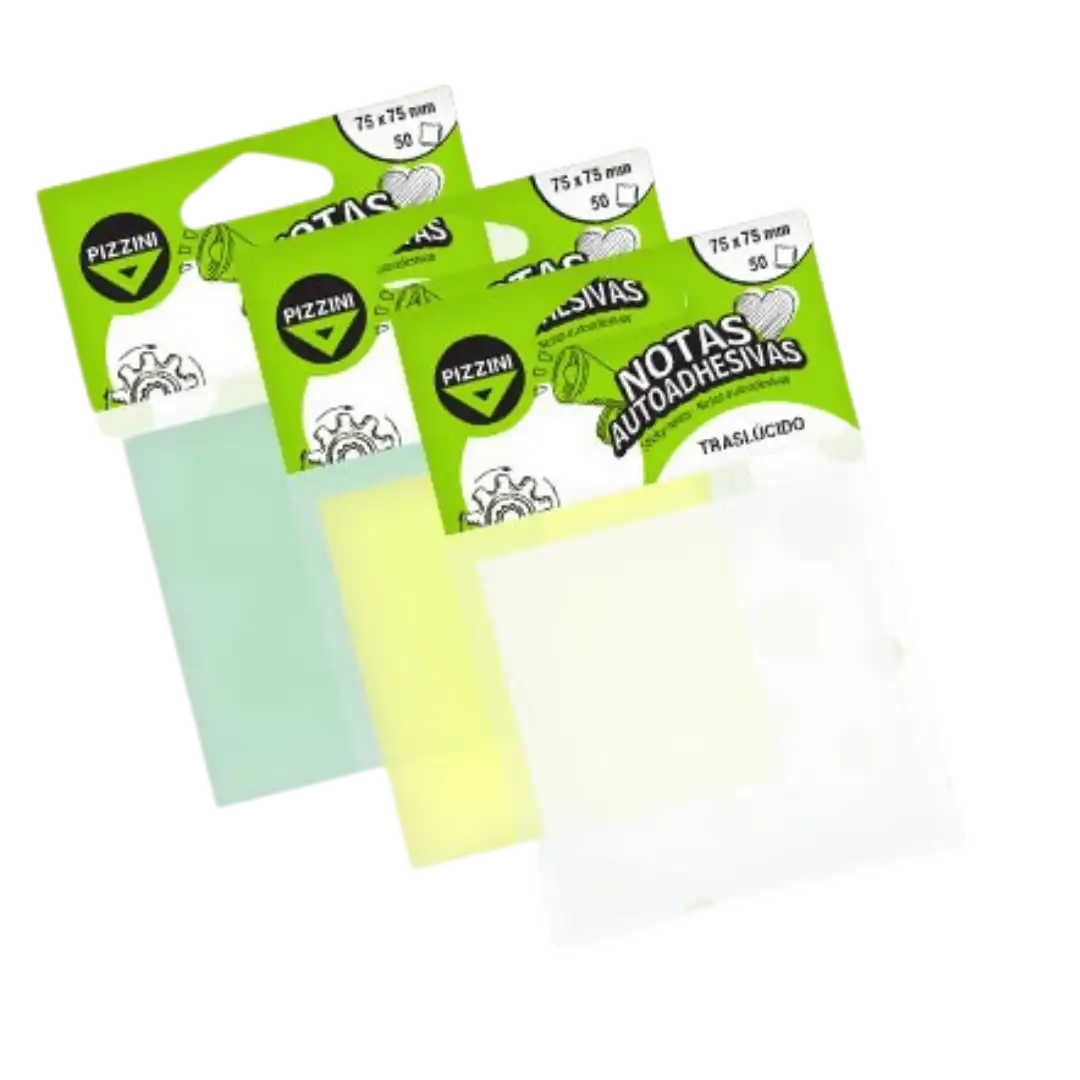 NOTAS ADHESIVAS PIZZINI 75X75 X 50 BCO.TRASLUCIDO