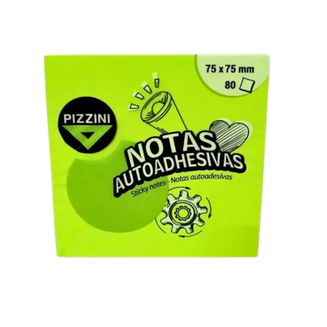 NOTAS AUTOADHESIVAS 75X75 X 80 VERDE FLUO