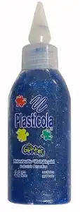 ADHESIVO PLASTICOLA GLITTER X 40 AZUL