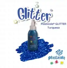 ADHESIVO PLASTICOLA GLITTER X 40 TURQUESA