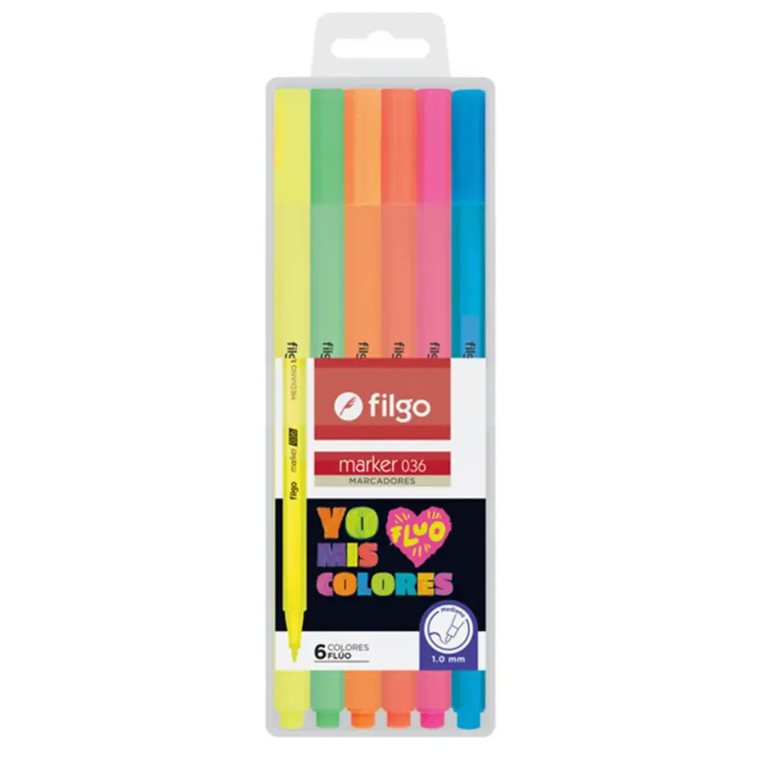 MARCADOR FILGO 036 COLORES X 6 FLUO