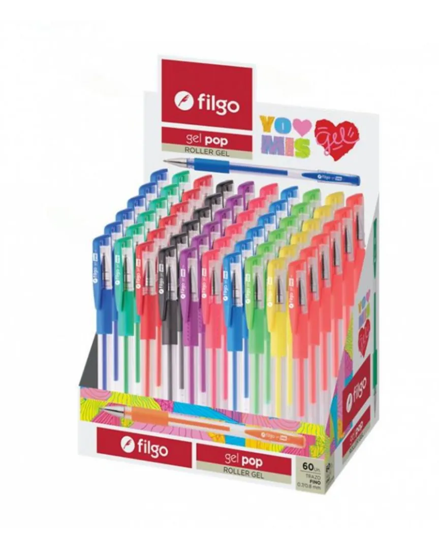 BOLIGRAFO ROLLER FILGO GEL POP CLASICO + FLUO DISPLAY X60