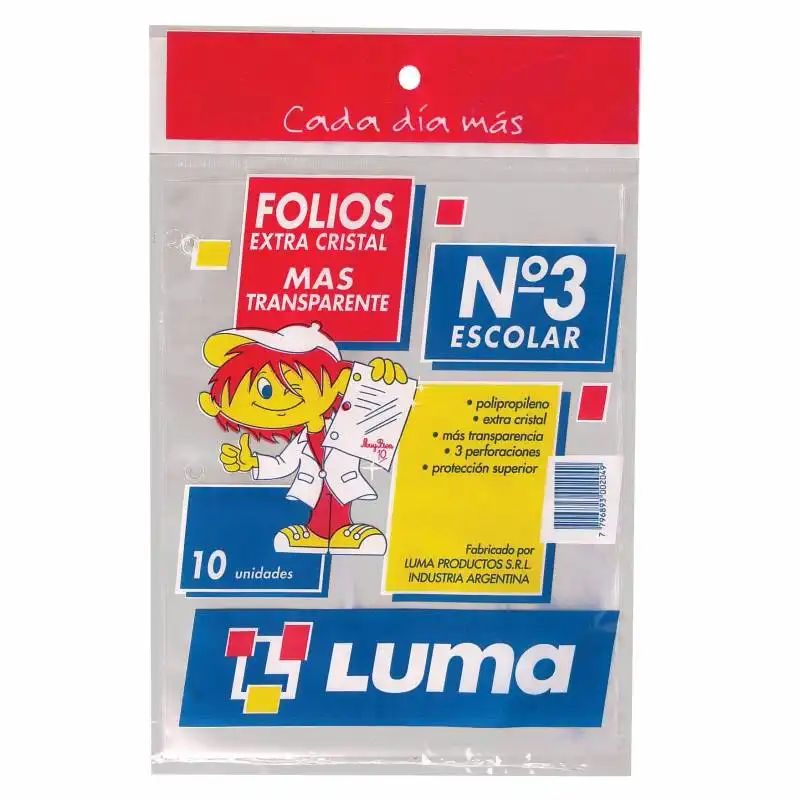 FOLIO LUMA ESCOLAR X 10 E. TRANSP