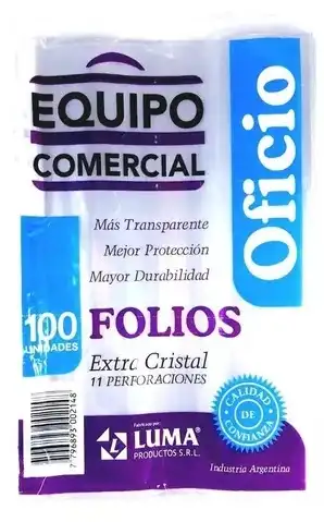 FOLIO LUMA OFICIO EXTRA CRISTAL GOFRADO PP x 100