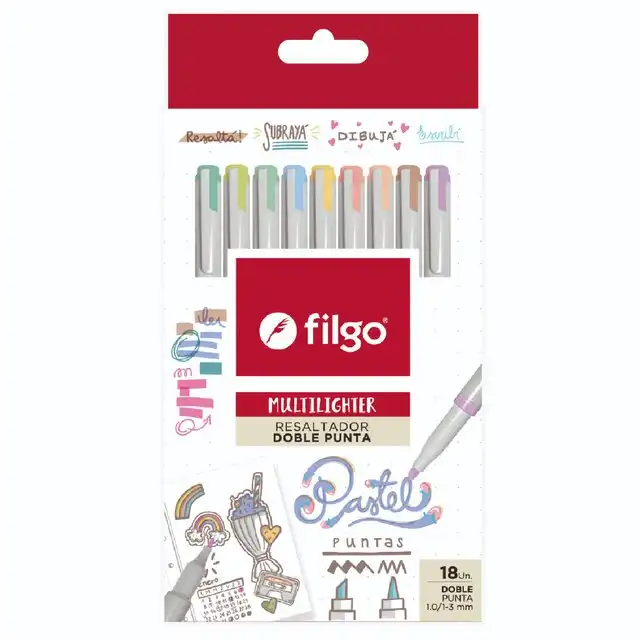 RESALTADOR FILGO DOBLE PUNTA X 18 UNID