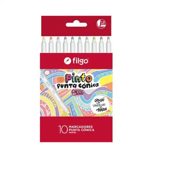 MARCADOR FILGO PUNTA CONICA PASTEL X 10