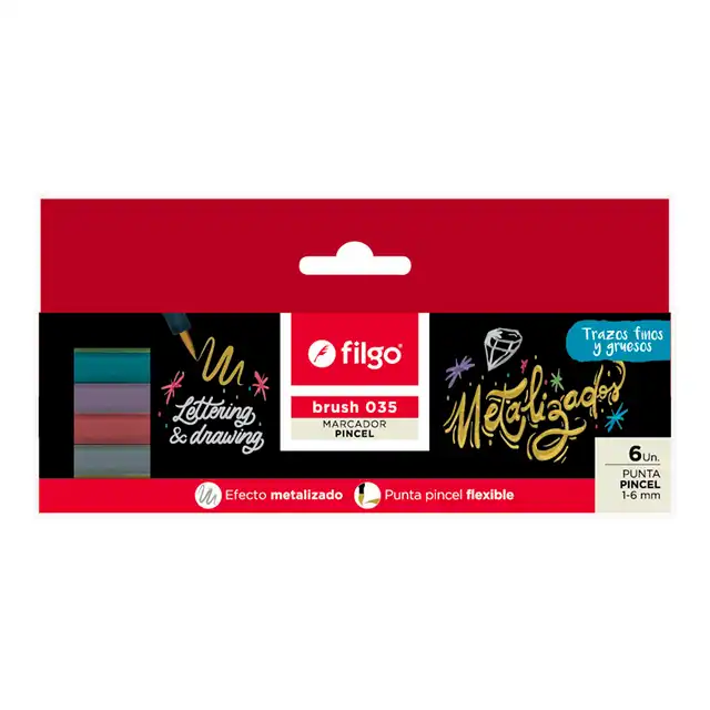 MARCADOR FILGO BRUSH 035 METALIZADO X 6