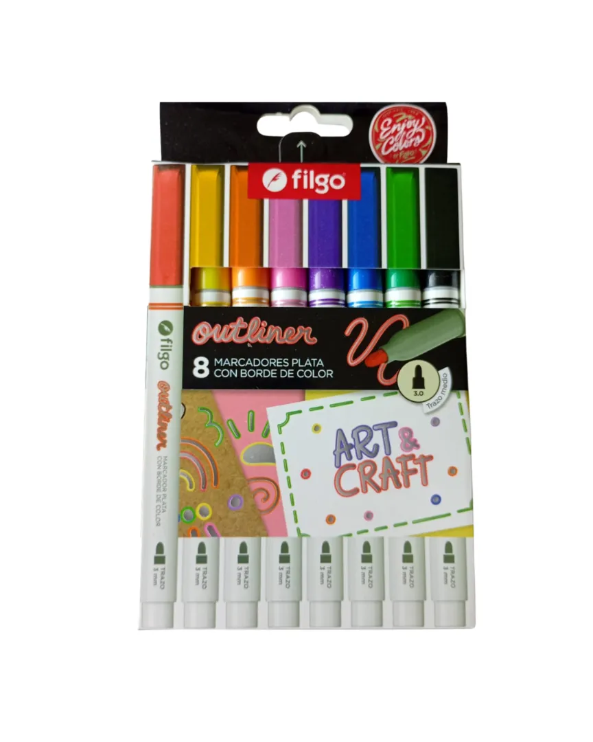 MARCADOR ESCOLAR FILGO DOBLE TINTA OUTLINER EST X8