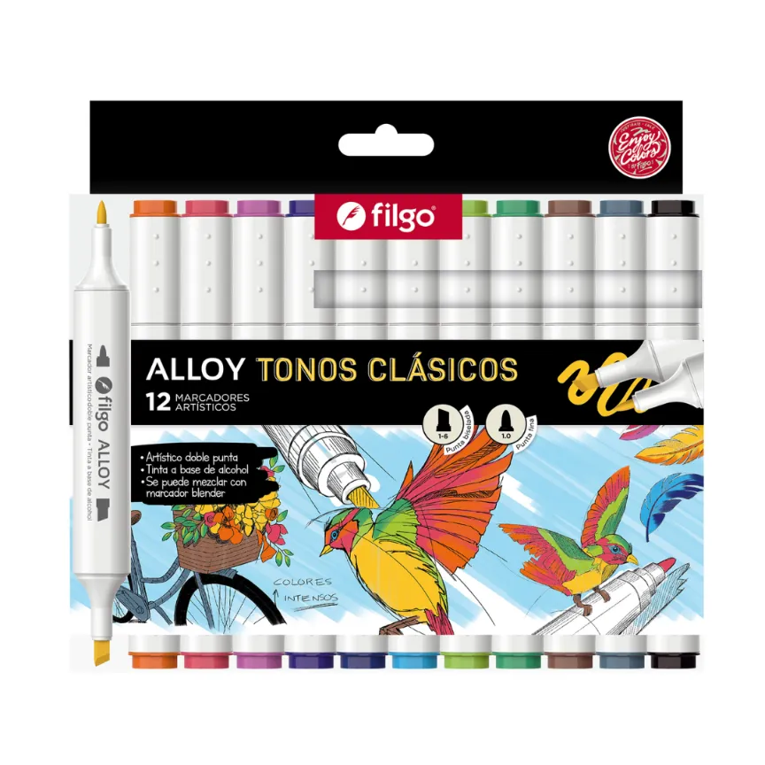 MARCADOR ALLOY X12 TONOS CLASICOS