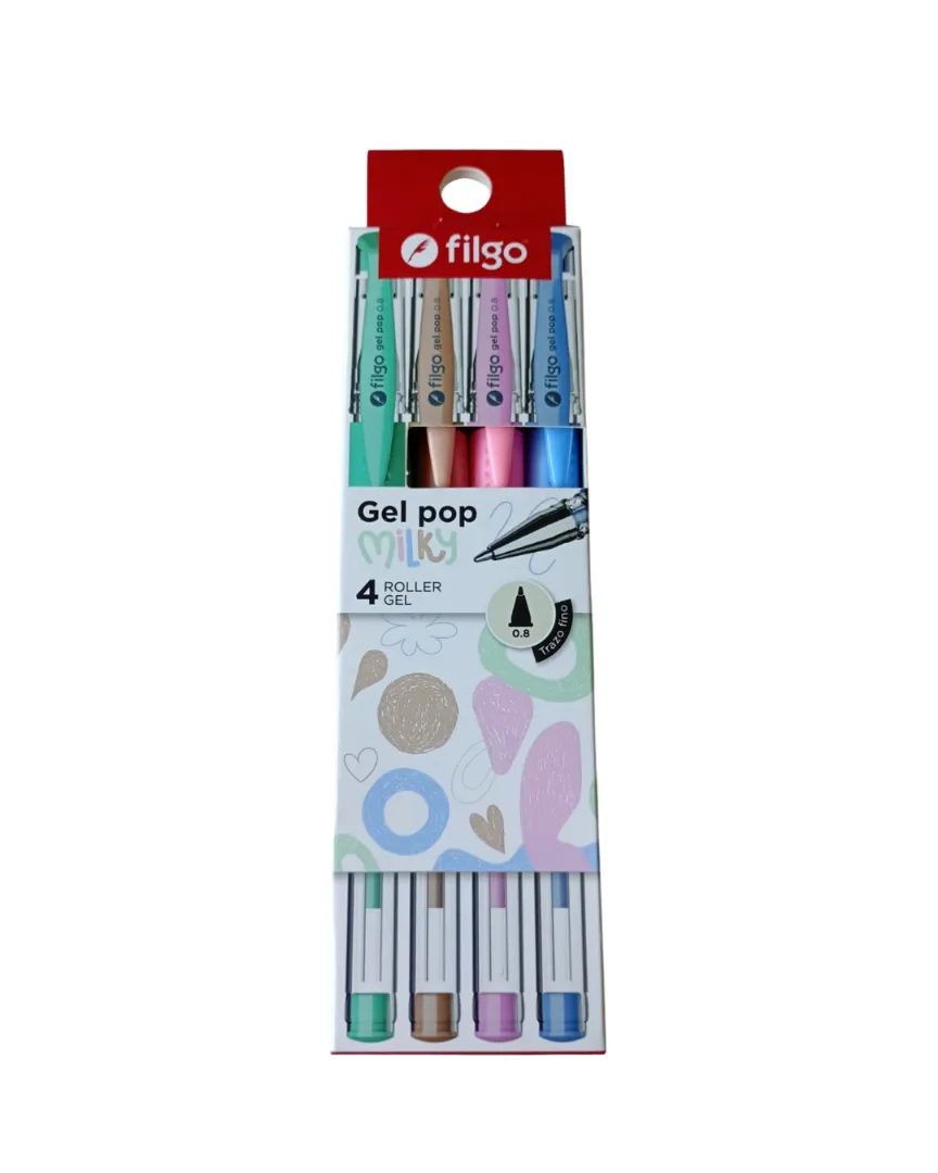 BOLIGRAFO ROLLER FILGO GEL POP 0.8 MILKY EST X4