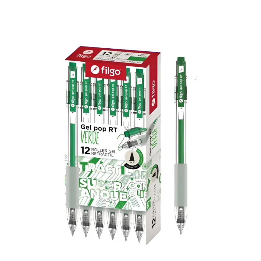 BOLIGRAFO ROLLER FILGO GEL POP RETRACTIL 0.7 VERDE